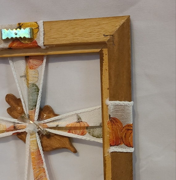 Frame Cross Art Pumpkin And Leaf Handmade - Picture 6 of 8